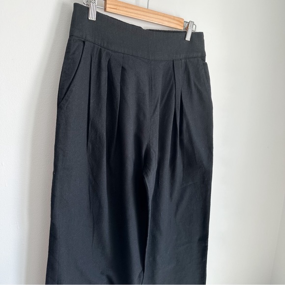 • NWT! • Abercrombie & Fitch black linen and coton blend wide pants - Picture 4 of 7